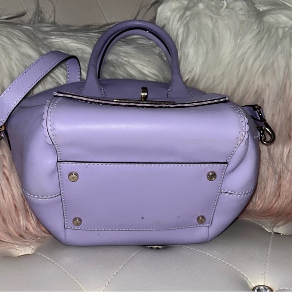 Kate Spade Palm Springs Maggie Lavender Scalloped Leather Medium Satchel - Picture 7 of 16